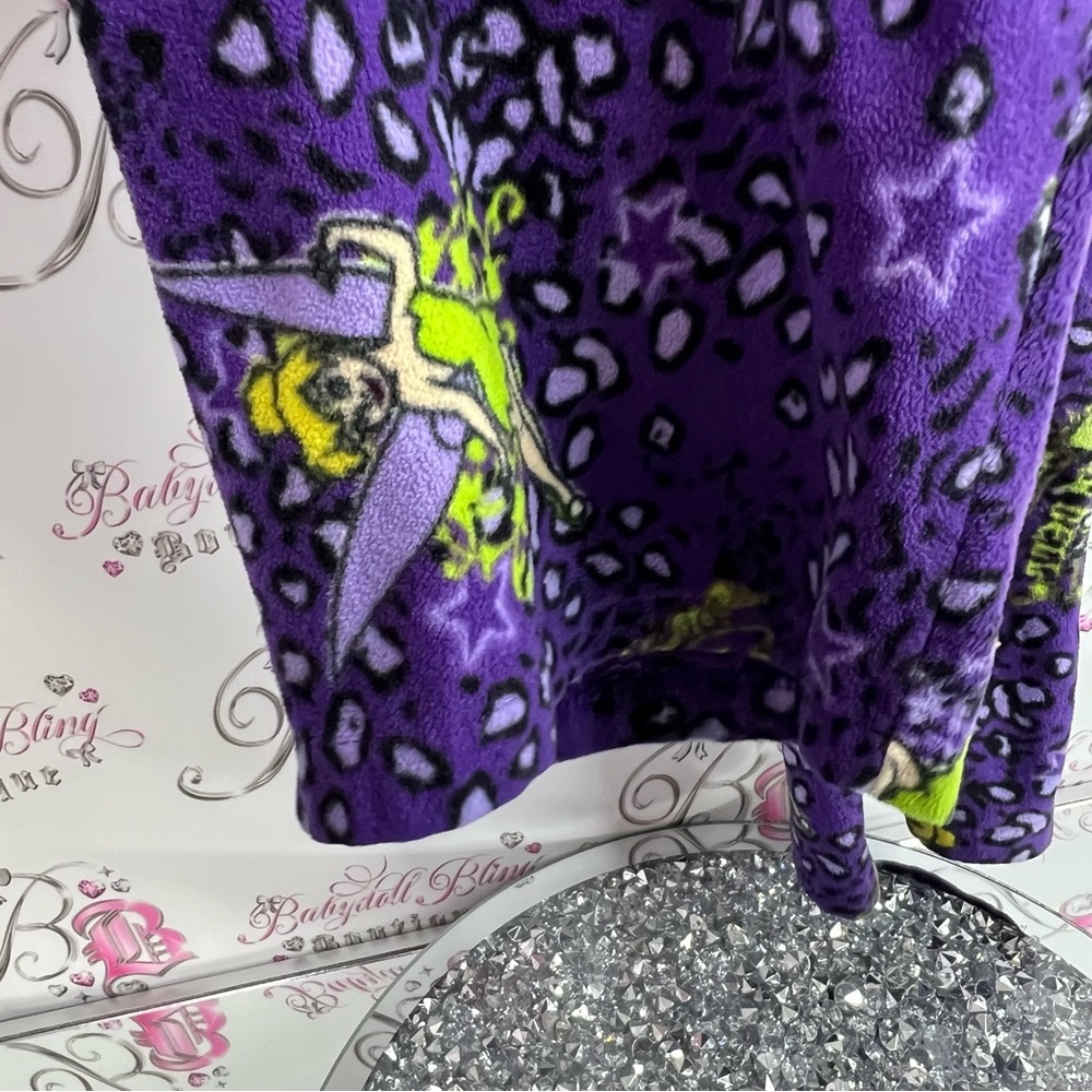 Disney pants tinkerbell fleece cheetah stars purple and Green Patterned Pants - Picture 4 of 13